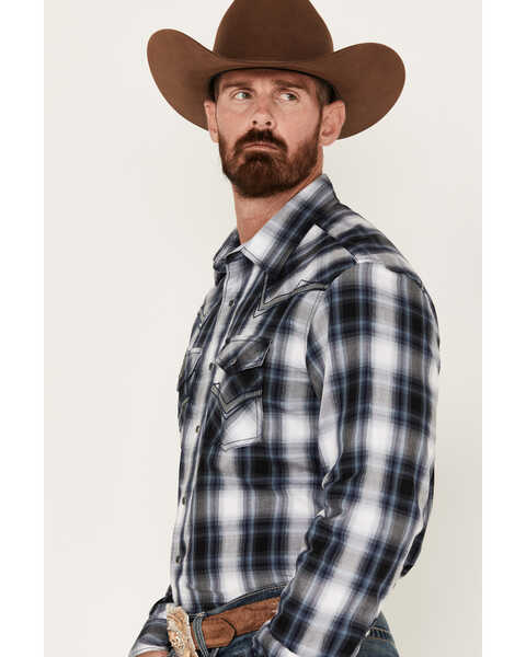 Image #2 - Rock 47 by Wrangler Men's Plaid Print Long Sleeve Snap Western Shirt, Black, hi-res