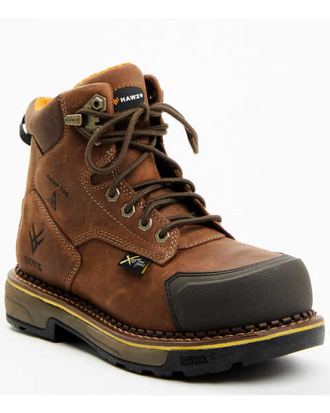 Hawx Men's 6" Internal Metguard Work Boots - Composite Toe, Brown, hi-res