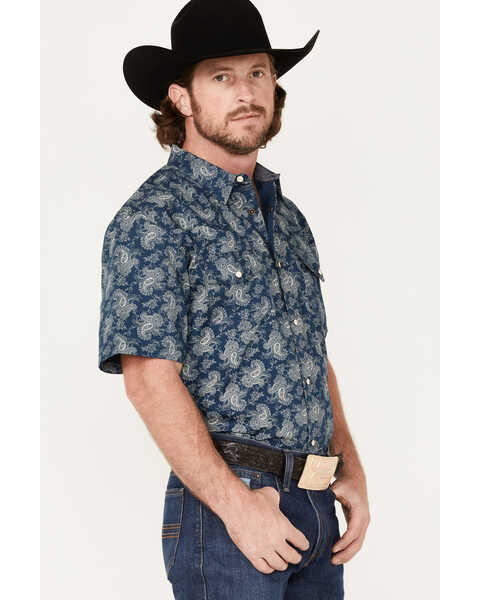 Image #2 - Cody James Men's Showcase Paisley Print Pearl Snap Western Shirt , Navy, hi-res