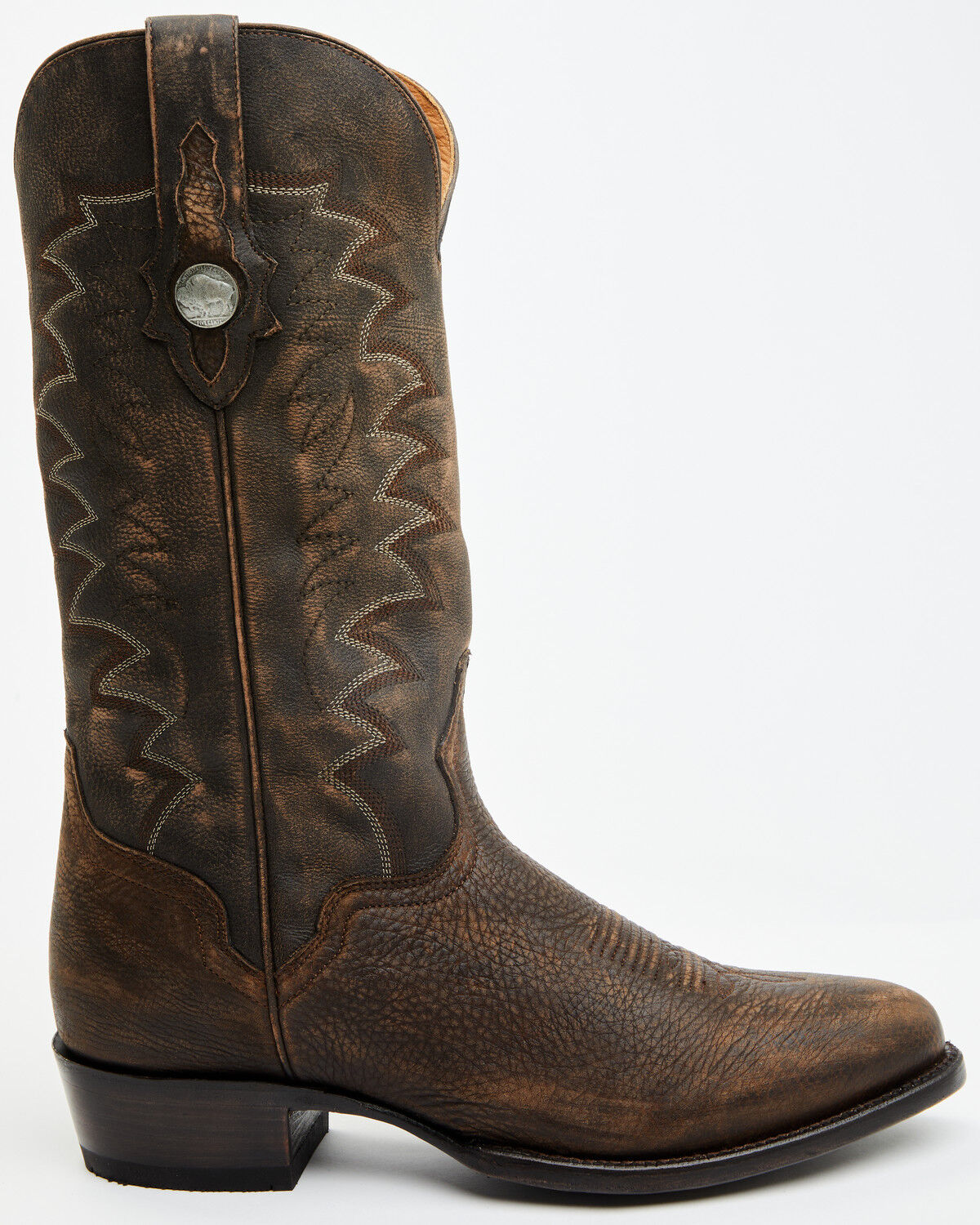 Image #2 - El Dorado Men's Bison Western Boots - Round Toe, Chocolate, hi-res