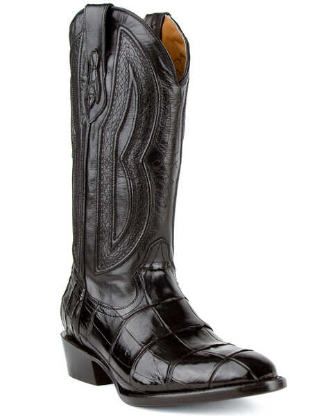 Ferrini Men's Stallion Alligator Belly Western Boots - Round Toe, Black, hi-res