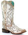 Image #1 - Corral Women's White Glitter Inlay Western Boots - Square Toe, Ivory, hi-res