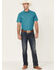 Image #1 - Cody James Men's Field Day Chambray Geo Print Short Sleeve Snap Western Shirt, Blue, hi-res