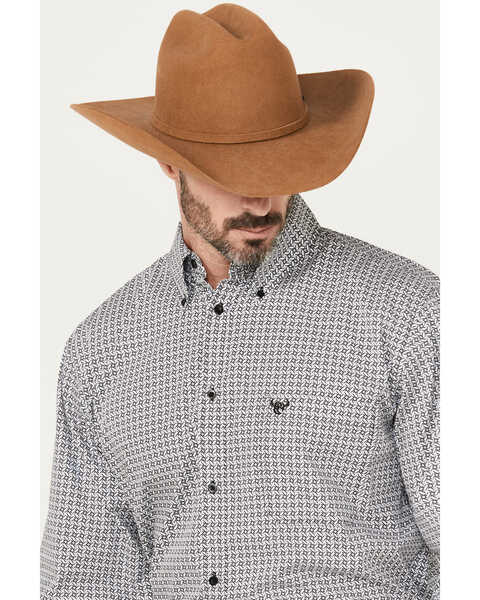 Image #2 - Cowboy Hardware Men's Twisted Adobe Geo Print Long Sleeve Button-Down Western Shirt, Black, hi-res