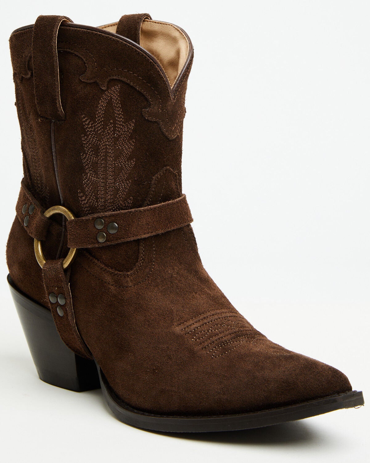 Image #1 - Idyllwind Women's Dust Rider Suede Western Booties - Snip Toe, Chocolate, hi-res