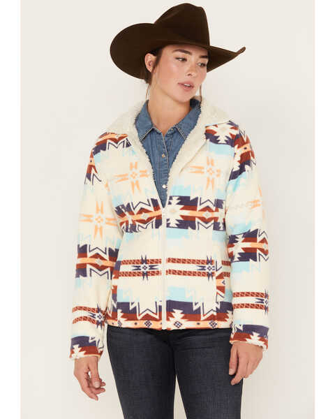 Image #1 - Outback Trading Co Women's Brianna Print Dawn Zip-Up Jacket, Tan, hi-res