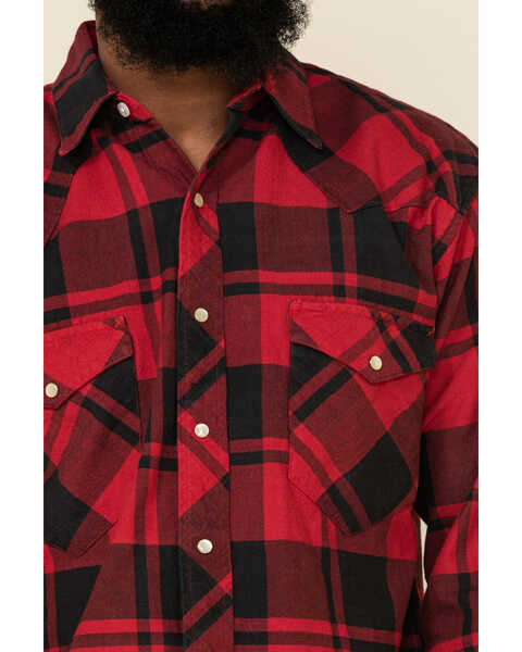 Image #4 - Resistol Men's Lumberjack Large Check Plaid Print Long Sleeve Pearl Snap Western Shirt , Red, hi-res