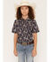 Image #1 - Cody James Boys' Easy Livin Paisley Print Short Sleeve Snap Western Shirt, Navy, hi-res