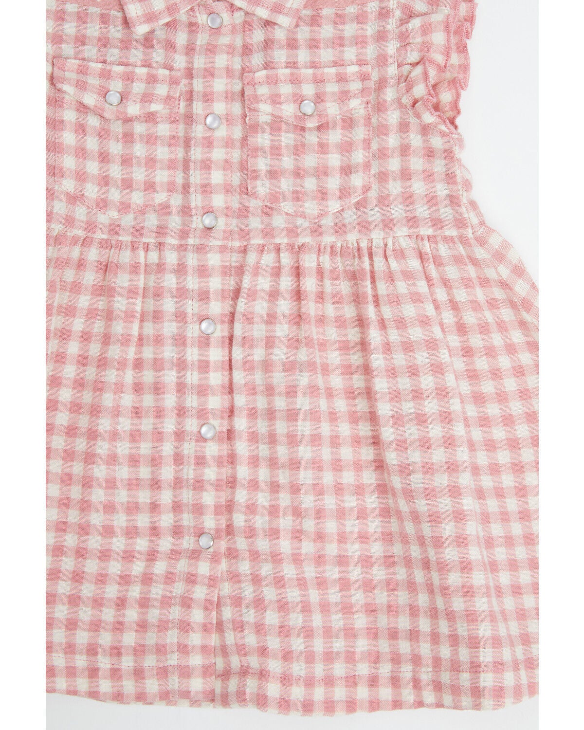 Image #2 - Angel Dear Infant Girls' Plaid Print Sleeveless Snap Western Dress, Pink, hi-res