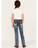 Image #1 - Grace in LA Girls' Medium Wash Mid Rise Embroidered Cactus Bootcut Jeans, Blue, hi-res