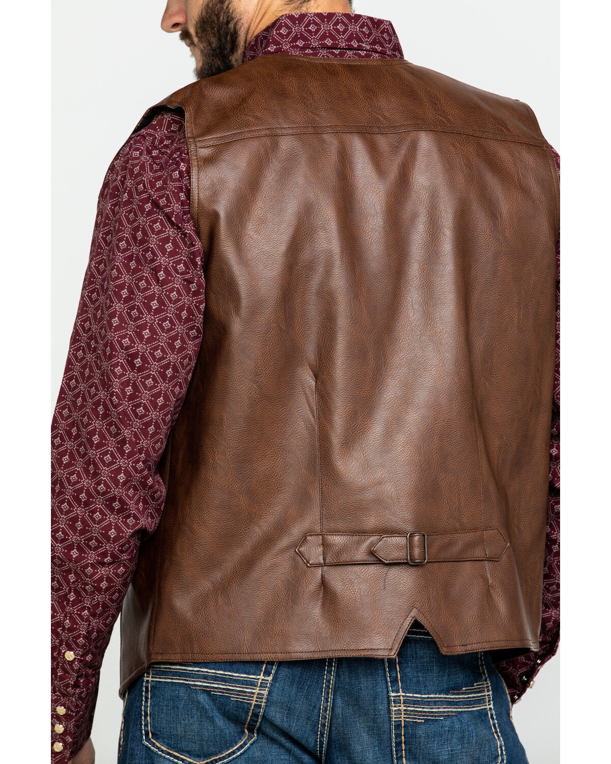 Image #6 - Cripple Creek Men's Whiskey Brown Faux Leather Vest, Med Brown, hi-res