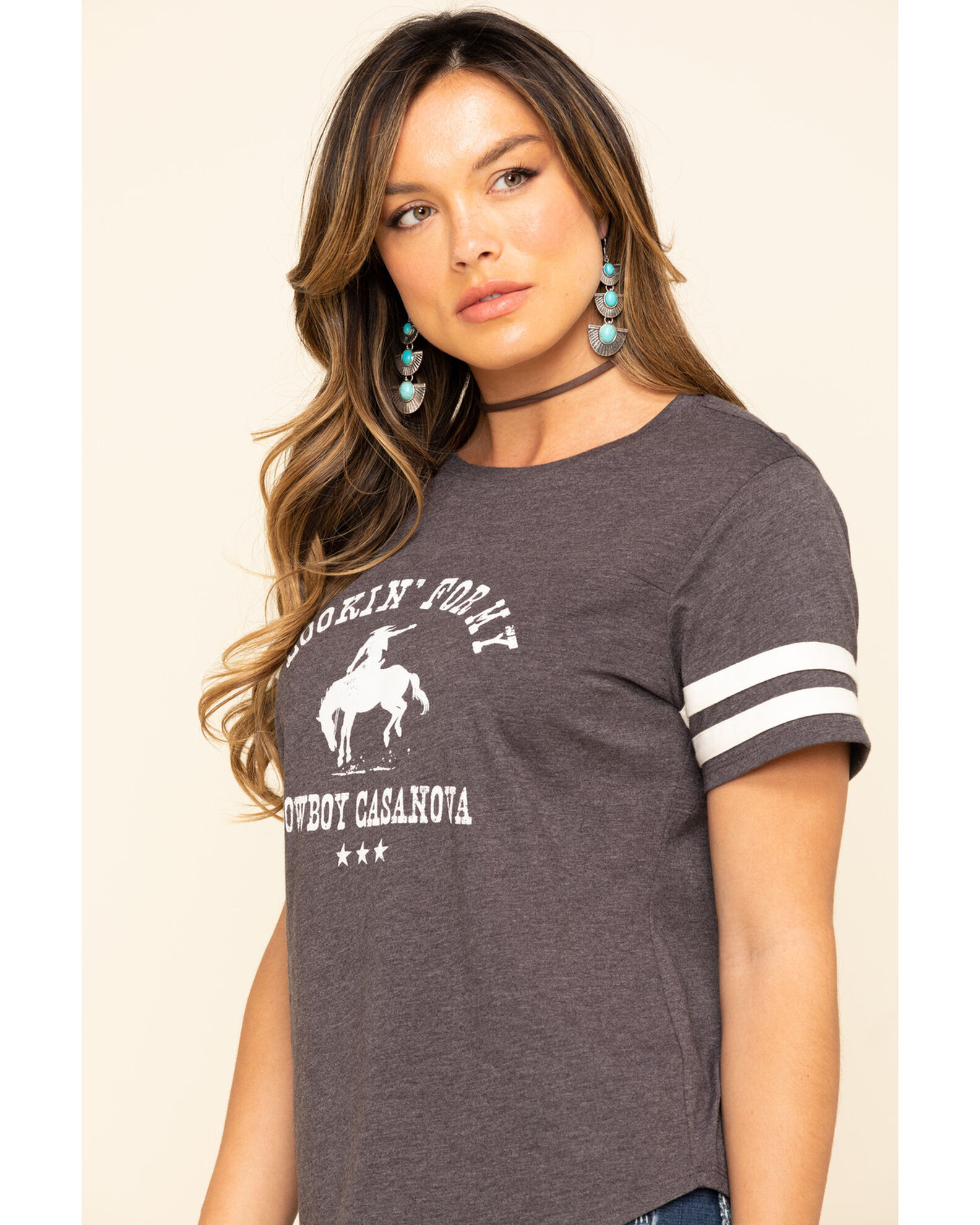 Image #5 - Cut & Paste Women's Cowboy Casanova Football Tee, Black, hi-res