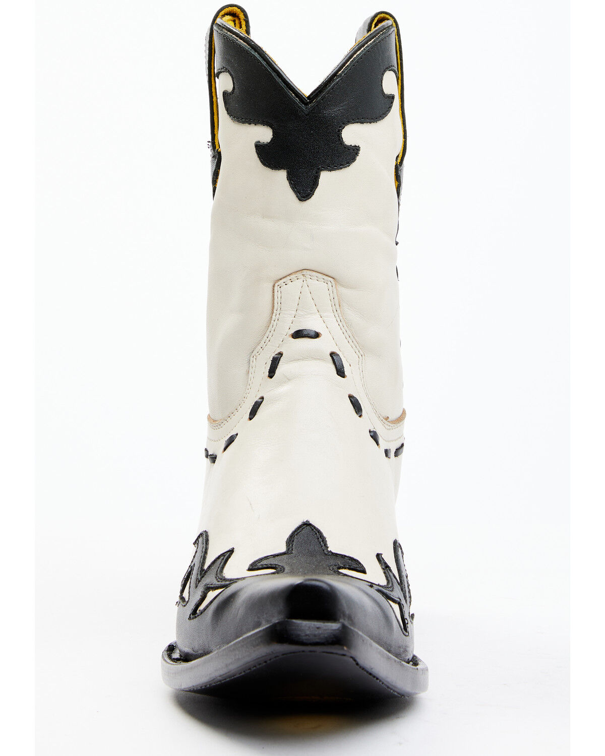 Image #4 - Planet Cowboy Women's Wingtip Leather Western Boot - Snip Toe, Cream/black, hi-res