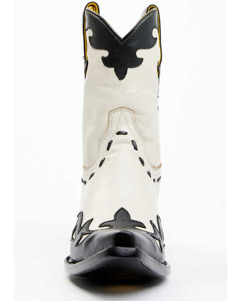 Image #4 - Planet Cowboy Women's Wingtip Leather Western Boot - Snip Toe , Cream/black, hi-res