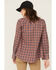 Image #4 - Wrangler Women's FR Plaid Print Long Sleeve Snap Work Shirt - Plus, Red, hi-res