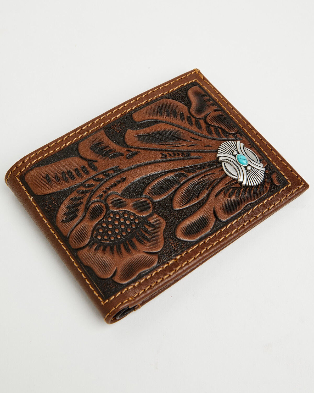 Image #1 - Cody James Men's Prescott Tooled Leather Concho Bifold Wallet, Brown, hi-res