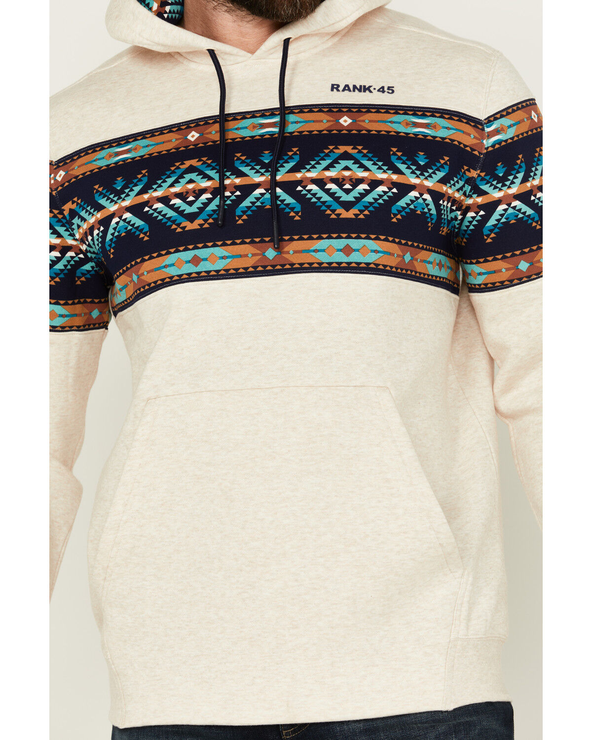 Image #3 - RANK 45® Men's Sworn Border Print Hooded Sweatshirt, Ivory, hi-res