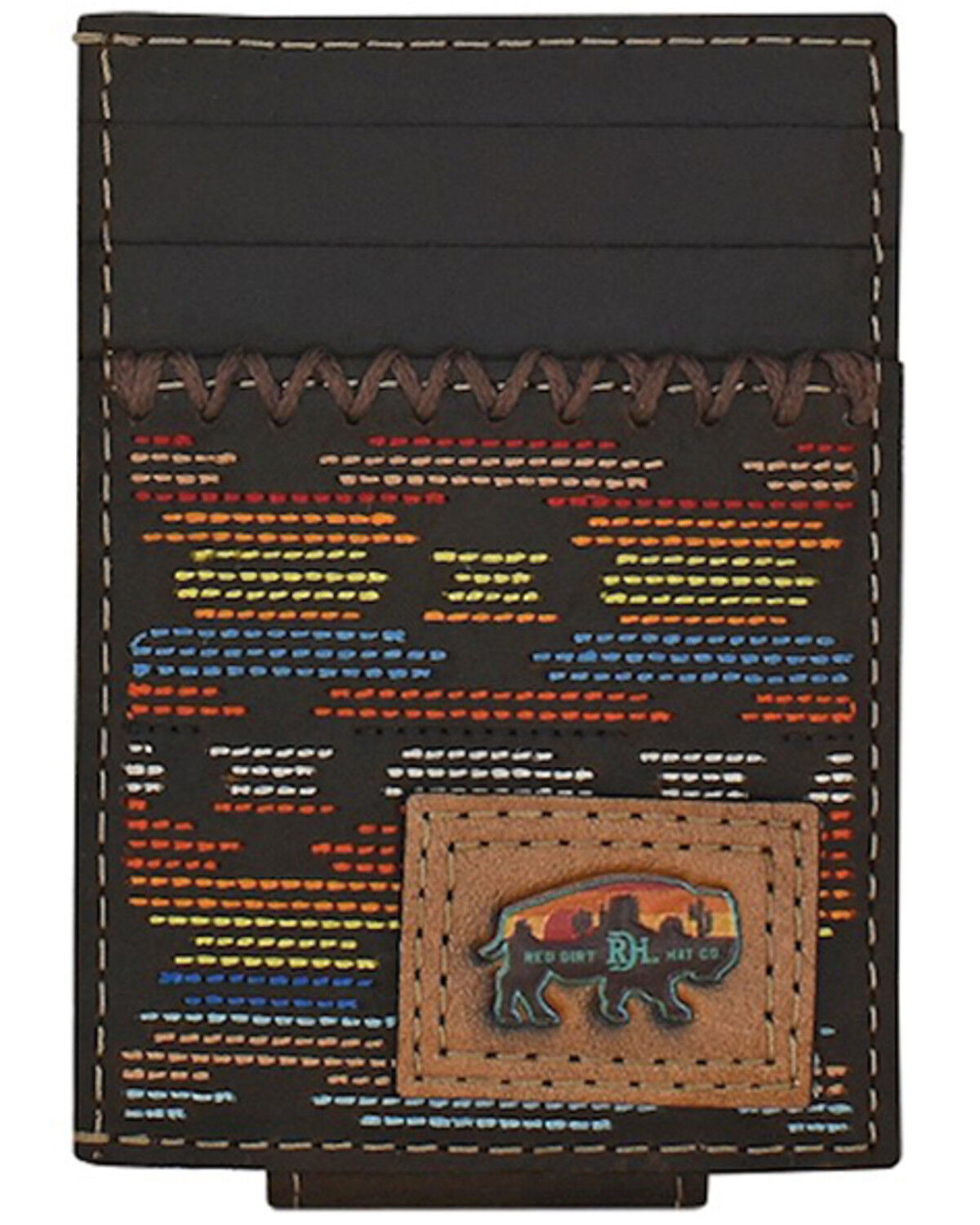 Image #1 - Red Dirt Hat Co. Southwestern Stitched Card Case Wallet, Brown, hi-res