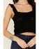 By Together Women's Black Jacquard Sweater-Knit Cropped Tank Top , Black, hi-res