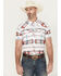 Image #1 - Rock & Roll Denim Men's Tek Southwestern Striped Short Sleeve Pearl Snap Western Shirt, White, hi-res
