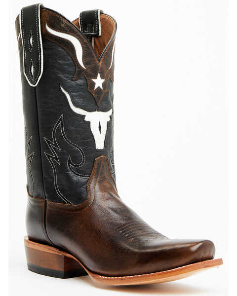 Image #1 - Moonshine Spirit Men's Showtime Longhorn Inlay Western Boots - Square Toe , Brown, hi-res