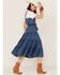 Driftwood Women's Bissie Tiered Denim Sleeveless Midi Dress, Blue, hi-res