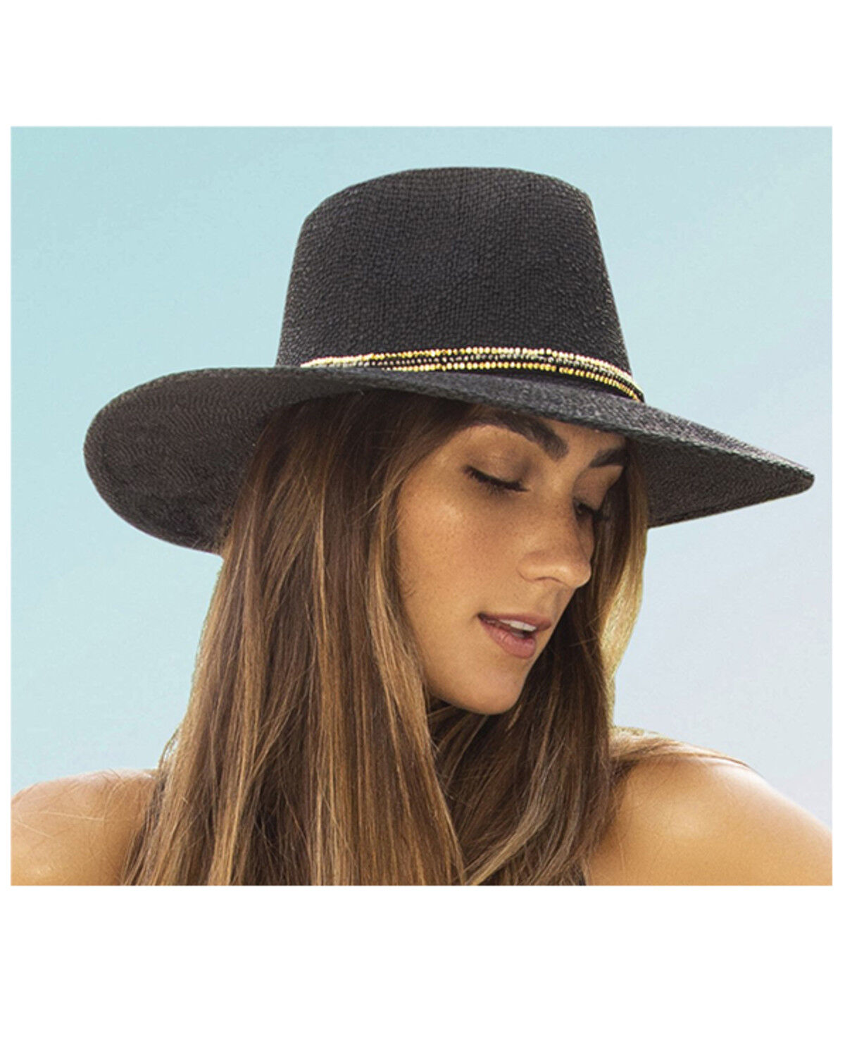 Image #2 - Nikki Beach Women's Monte Carlo Straw Rancher Hat, Black, hi-res