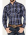 Image #3 - Ely Walker Men's Plaid Print Long Sleeve Snap Western Shirt, Blue, hi-res