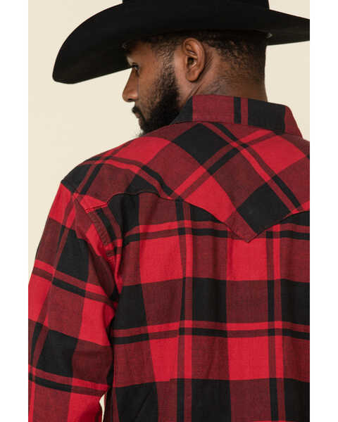 Image #5 - Resistol Men's Lumberjack Large Check Plaid Print Long Sleeve Pearl Snap Western Shirt , Red, hi-res