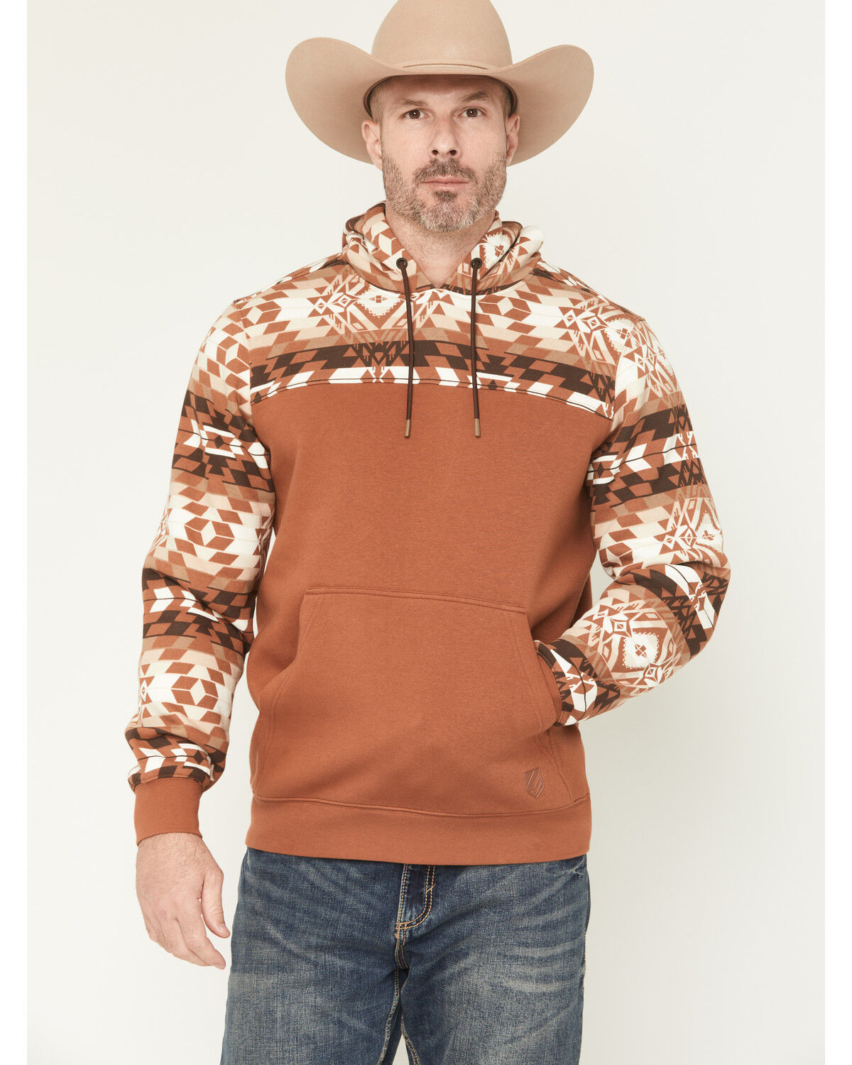 Men's Western Cowboy Graphic Hoodie - Ethnic Print Pullover With Pocket