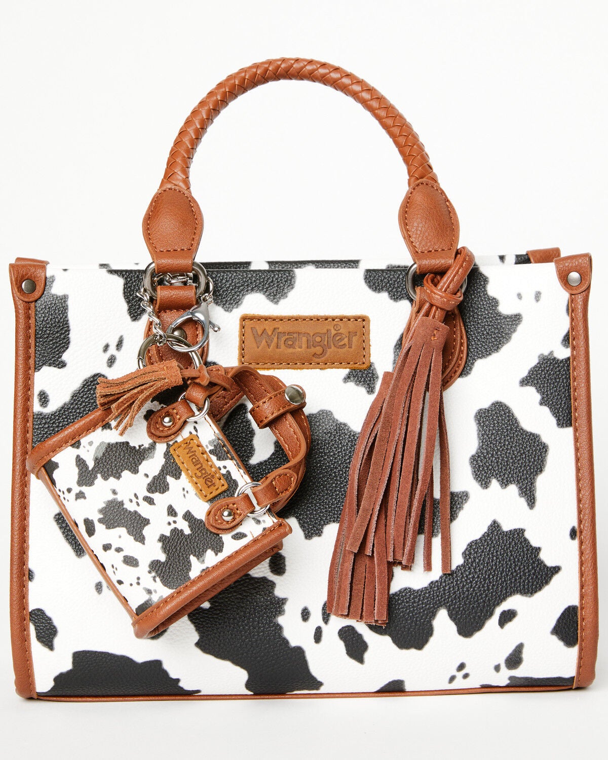Image #1 - Wrangler X Boot Barn Cow Print Mini Handbag Charm, Multi, hi-res