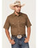 Image #1 - Roper Men's Classic Floral Print Short Sleeve Pearl Snap Western Shirt , Brown, hi-res