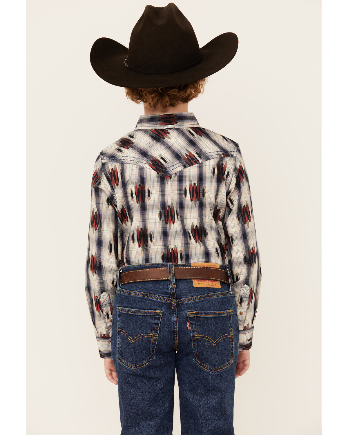 Image #4 - Cody James Boys' Zion Sunset Plaid Print Long Sleeve Snap Western Shirt, Red, hi-res