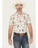Image #1 - Rock & Roll Denim Men's Bronc Print Short Sleeve Snap Stretch Western Shirt, Natural, hi-res