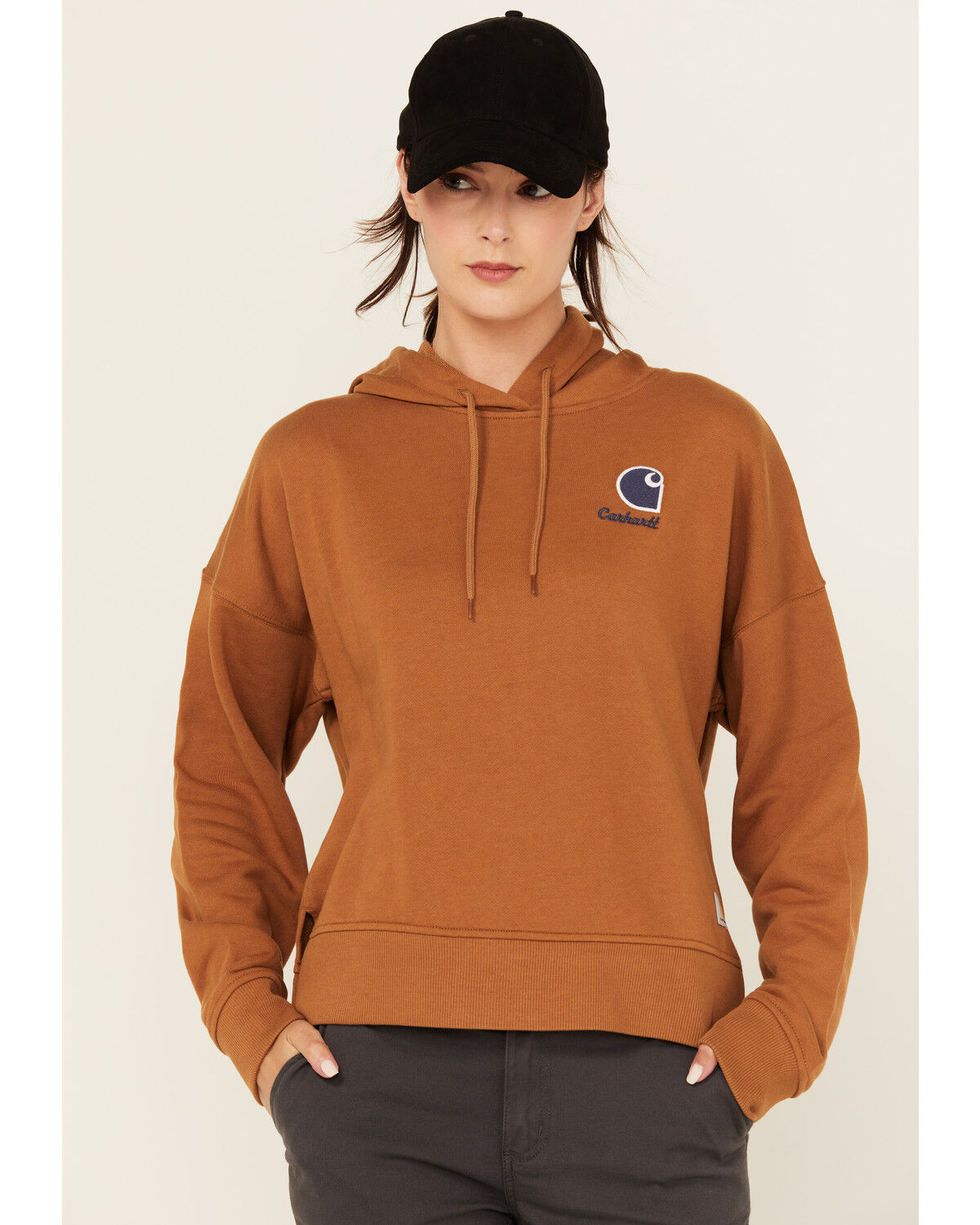 Image #1 - Carhartt Women's Tencel™ Fiber Series Graphic Hoodie, Brown, hi-res
