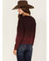 Image #4 - RANK 45® Women's Long Sleeve Ombre Pullover Sweater, Burgundy, hi-res