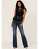 Image #2 - Shyanne Women's Embroidered Floral Keyhole Tank Top, Black, hi-res