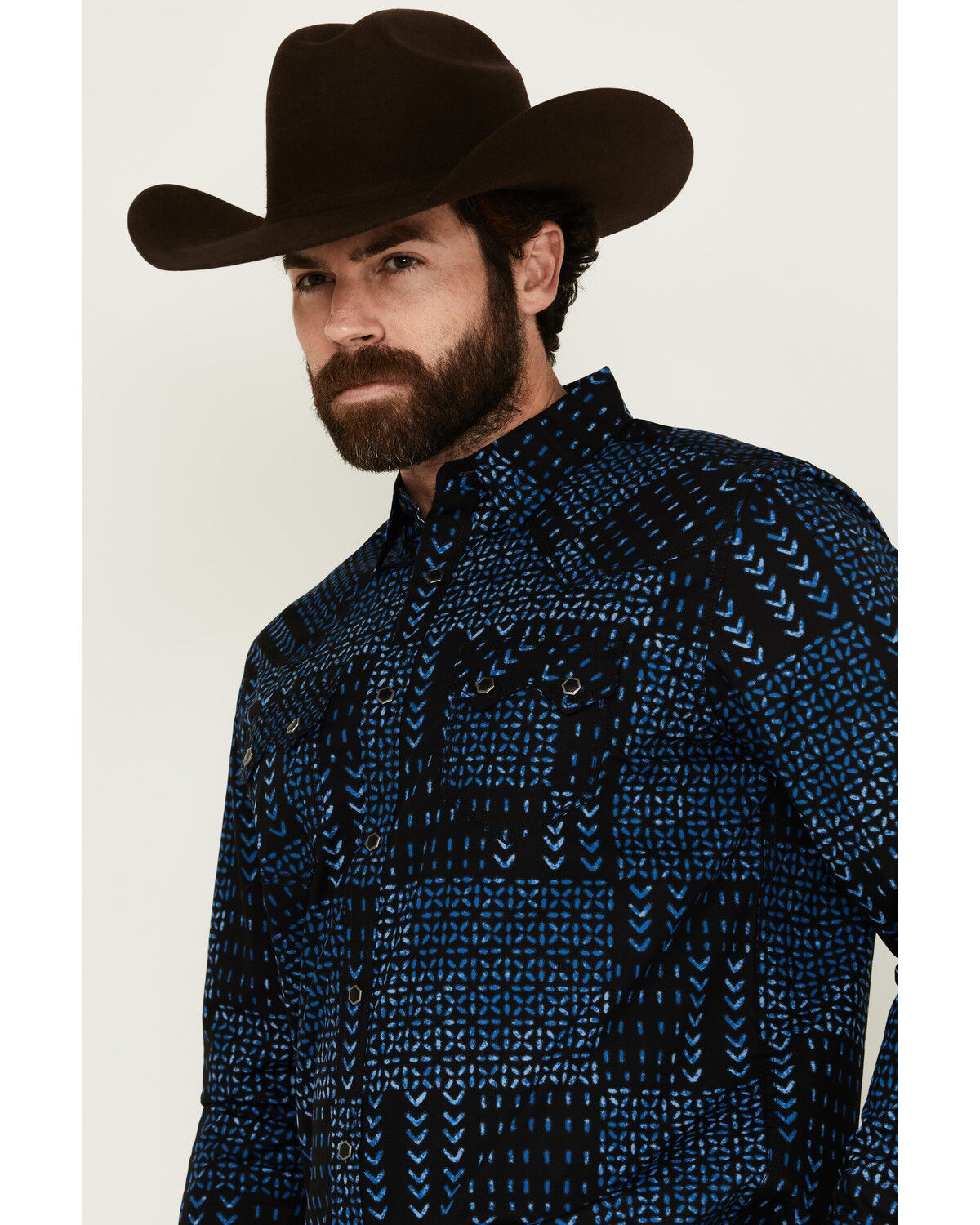 Image #2 - Moonshine Spirit Men's Twilight Southwestern Geo Print Long Sleeve Snap Western Shirt, Black, hi-res