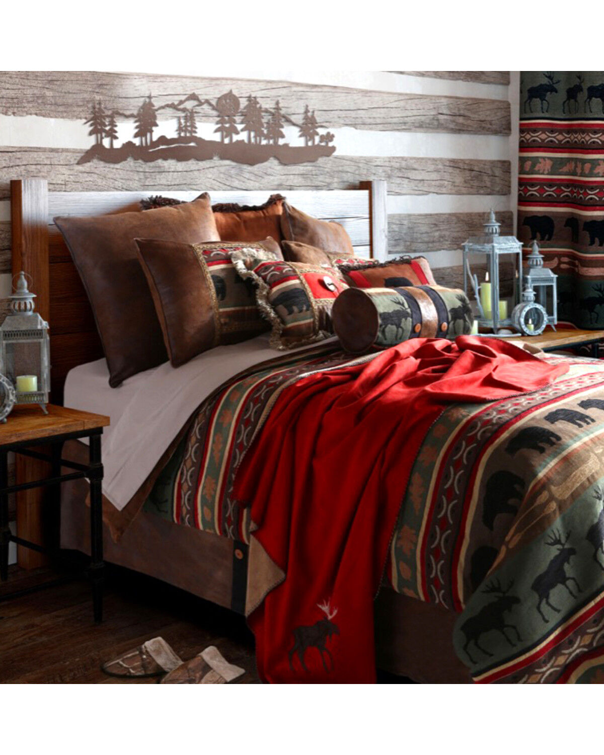 Image #1 - Carstens Backwoods Queen Bedding - 5 Piece Set, Green, hi-res