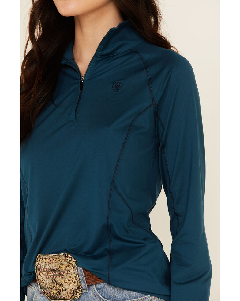 Ariat Women S Solid Teal Lowell 2 0 1 4 Zip Baselayer Pullover Country Outfitter