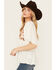 Image #2 - Shyanne Women's Embroidered Bodice Short Sleeve Crinkle Peasant Top , Cream, hi-res