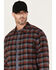 Image #2 - Hawx Men's Checker Long Sleeve Button-Down Flannel Shirt, Burgundy, hi-res