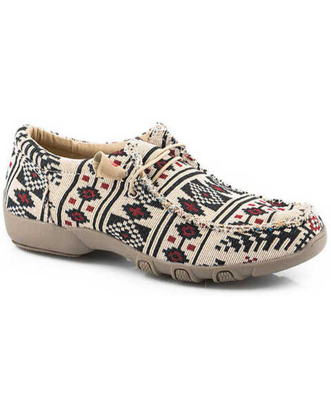 Roper Women's Chillin' Southwestern Print Casual Shoes - Moc Toe , Tan, hi-res