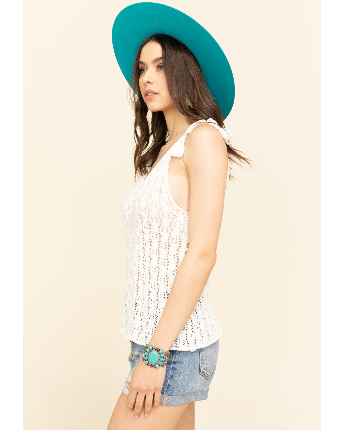 Image #3 - Rock & Roll Denim Women's Tie Strap Sweater Cami, Ivory, hi-res