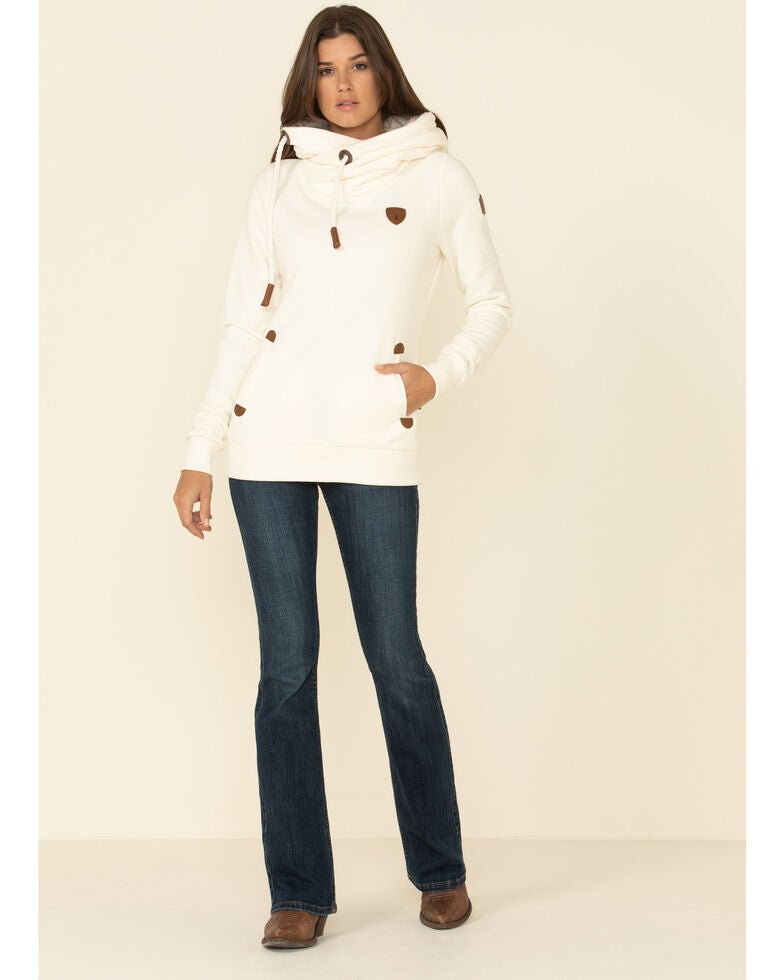 Wanakome Women's Oatmeal Artemis Cowl Neck Pullover Hoodie Country