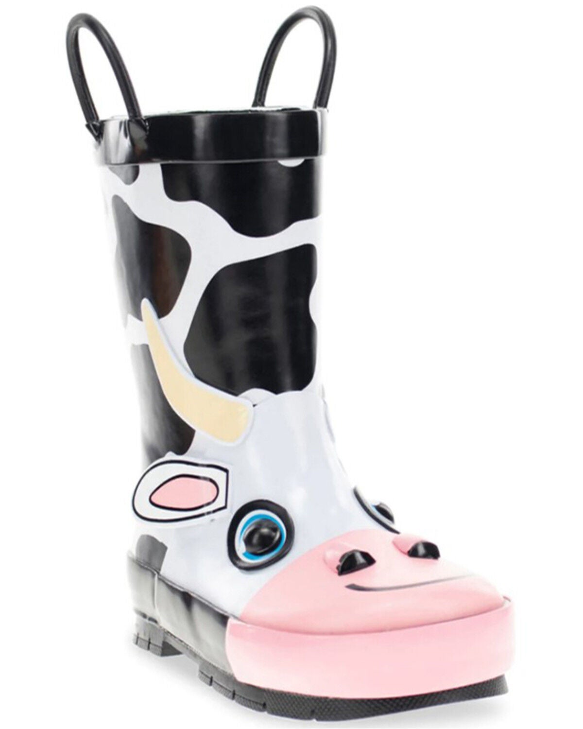 Western Chief Girls' Colbie Cow Rain Boots, Black, hi-res