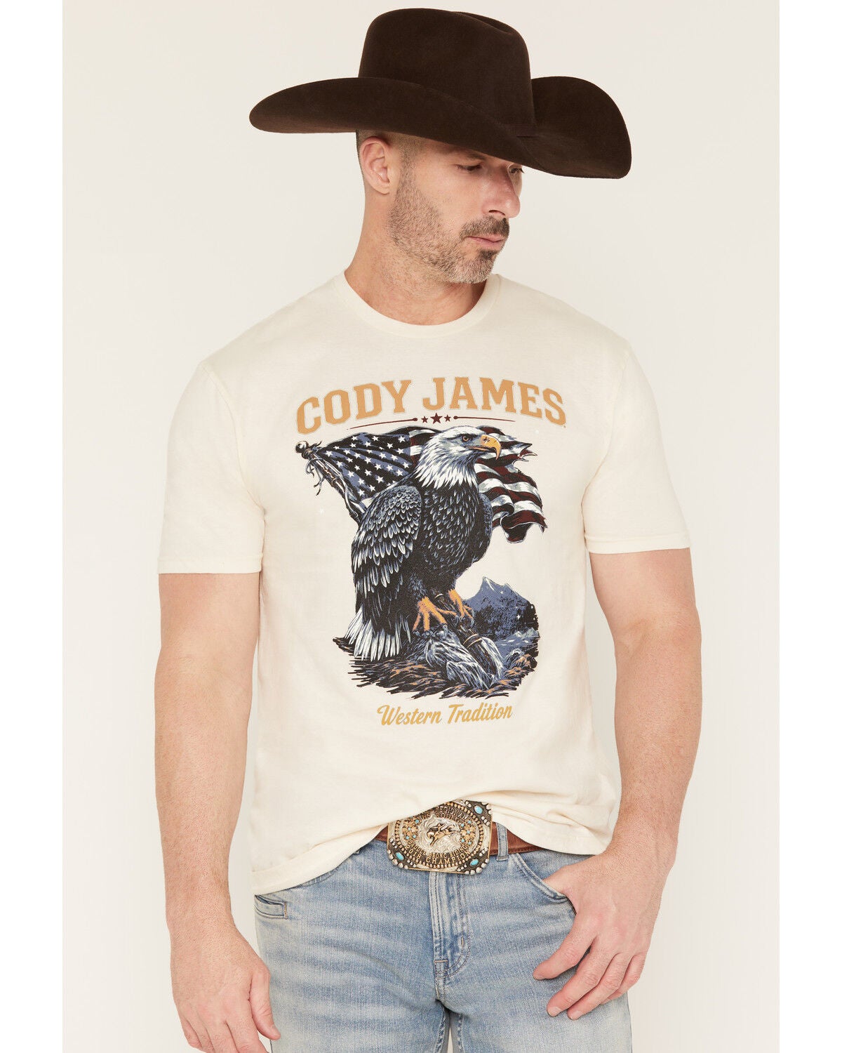 Cody James Men's Eaglestands Patriotic Short Sleeve Graphic T-Shirt, Natural, hi-res