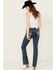 Image #1 - Grace In LA Women's Medium Wash Paisley Cross Pocket Bootcut Stretch Denim Jeans, Medium Wash, hi-res