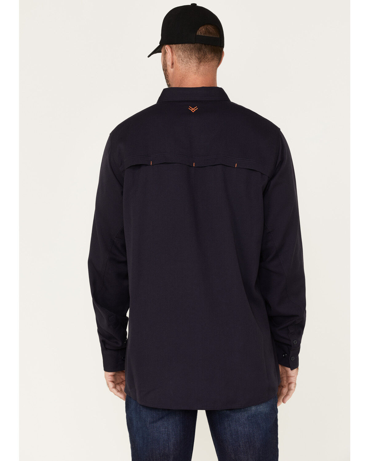 Image #4 - Hawx Men's FR Vented Solid Long Sleeve Button-Down Work Shirt, Navy, hi-res