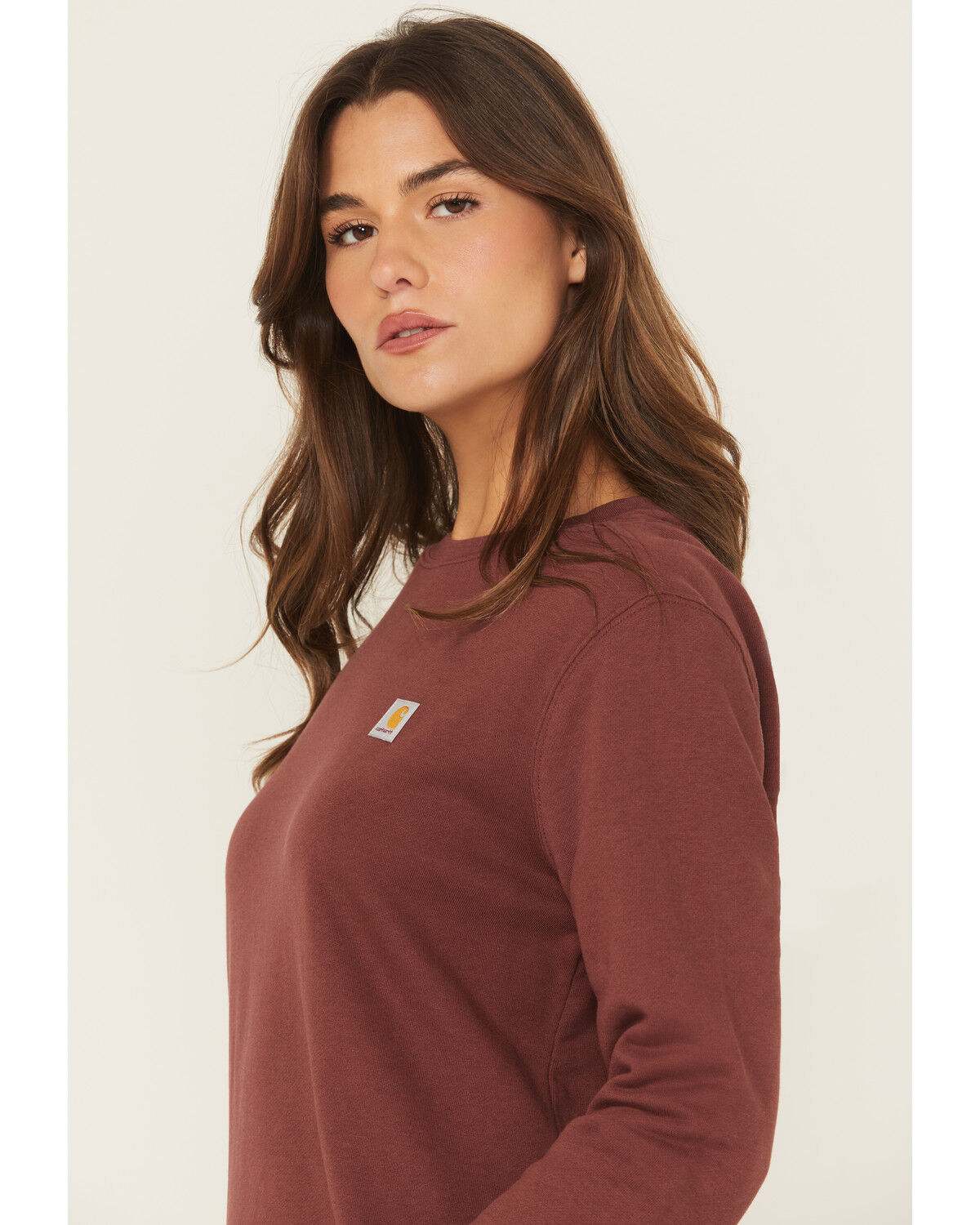 Image #2 - Carhartt Women's TENCEL™ Fiber Series Relaxed Fit Graphic Sweatshirt, Wine, hi-res